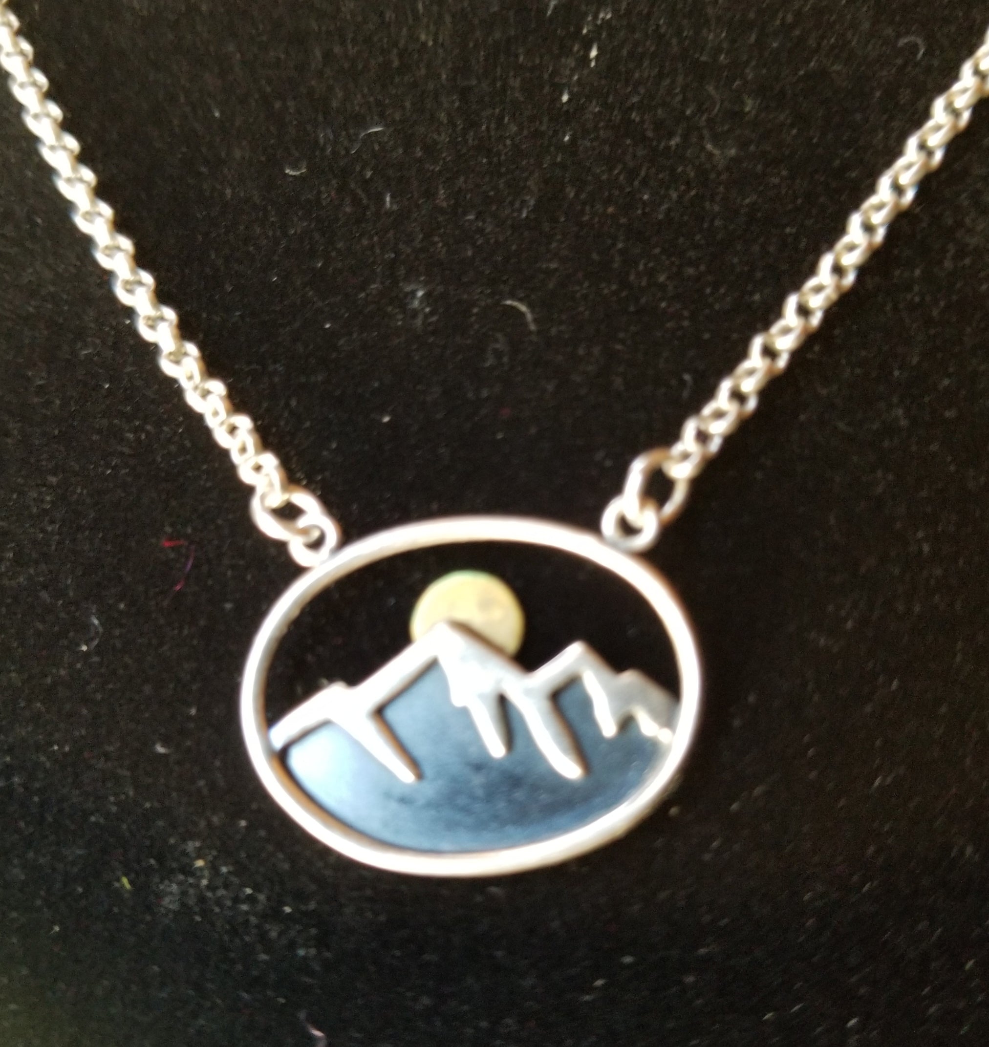 mountain NEW sterling silver bronze moon sun choker necklace hiker climber birthday holiday gift choice of length Free shipping and gift box