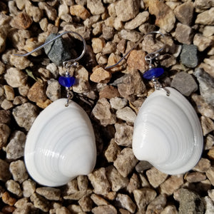 SALE Beach lover real blue sea glass shells sterling silver earrings summer birthday holiday gift for the beach lover
