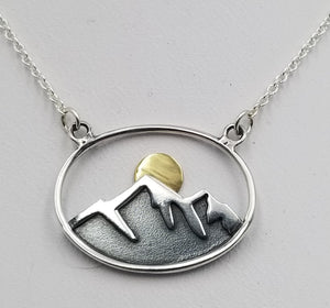 mountain NEW sterling silver bronze moon sun choker necklace hiker climber birthday holiday gift choice of length Free shipping and gift box