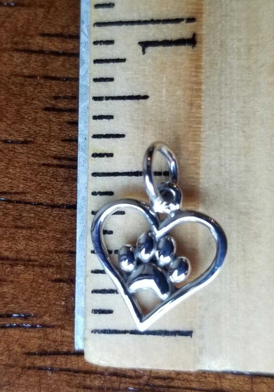 Dog cat lover paw heart sterling silver charm necklace for animal lover birthday holiday gift