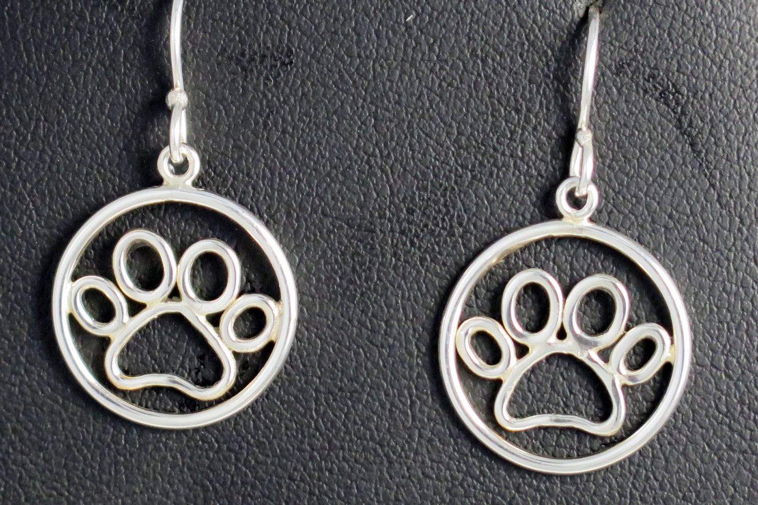 sterling silver dog paw wire shaped earrings for dog lover matching pendant  handmade