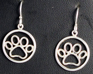Dog or cat paw sterling silver earrings for animal lover birthday holiday gift handcrafted sterling silver wire Free shipping and gift box