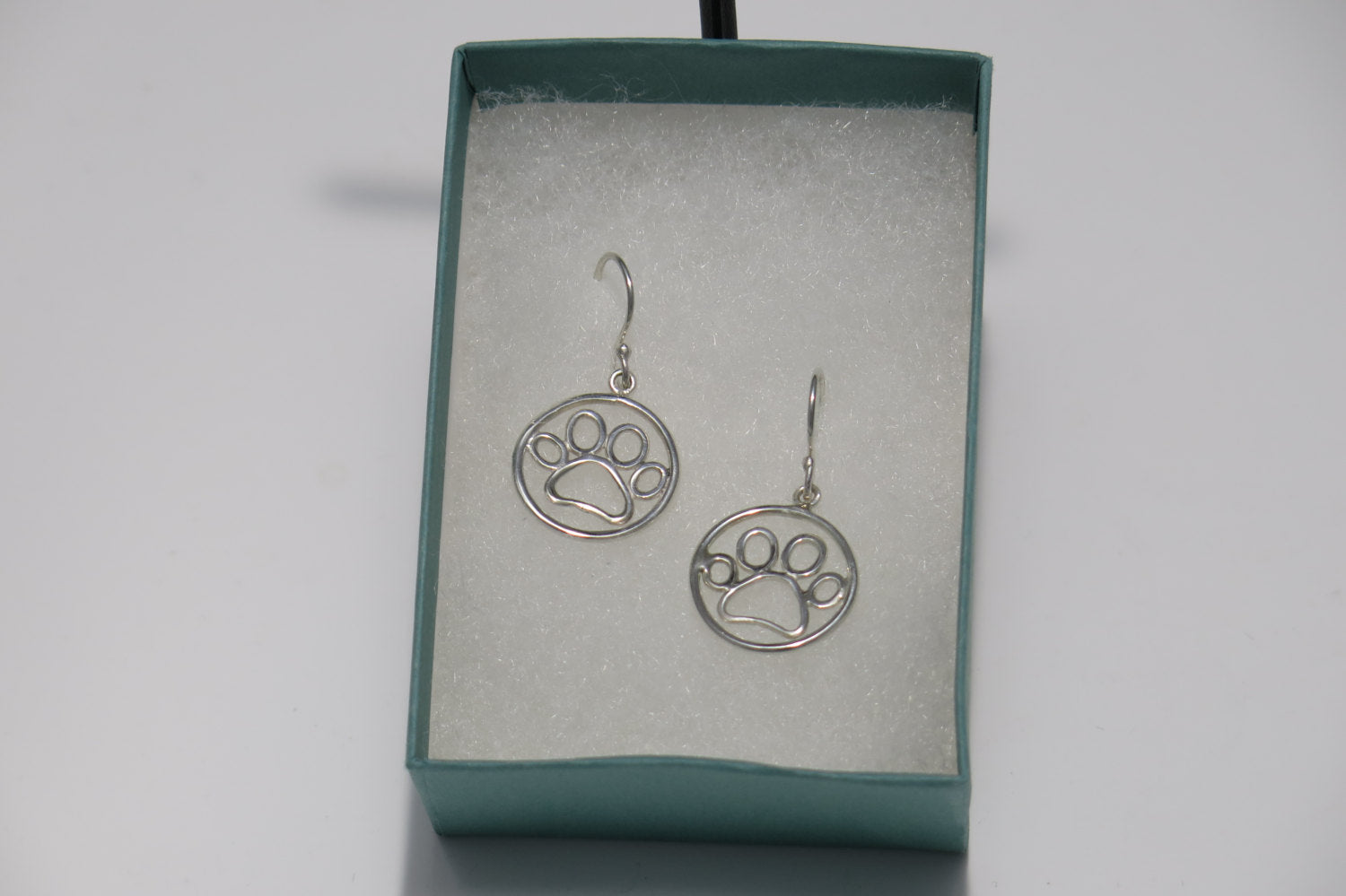 Dog or cat paw sterling silver earrings for animal lover birthday holiday gift handcrafted sterling silver wire Free shipping and gift box