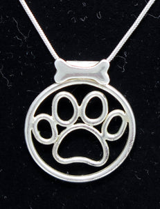 dog lover dog paw sterling silver bone pendant necklace holiday gift Free shipping and gift box animal lover sterling silver 18" chain