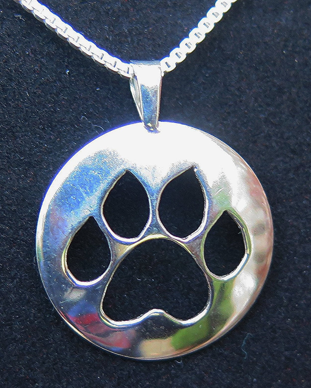 sterling silver dog paw hand sawn silhouette pendant for dog lover with matching earrings sold separate free ship and gift box